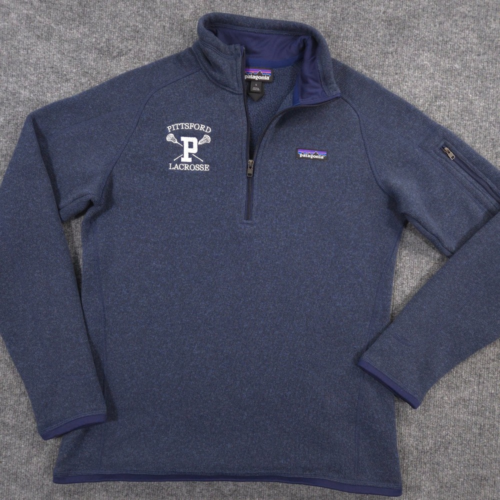 Patagonia Better Sweater 1/4 Zip Womens L Blue Pittsford Lacrosse Outdoor Preppy